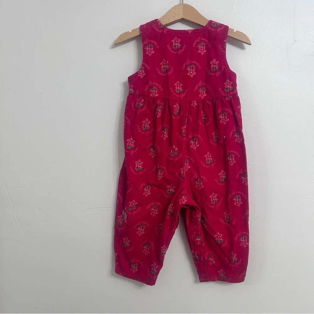 Vintage baby bgosh Oshkosh corduroy floral pink overalls size 18 months